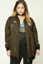 Forever21 Plus Women's  Plus Size Patch Bomber Jacket