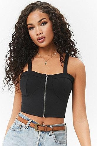 Forever21 Exposed Zipper Crop Cami