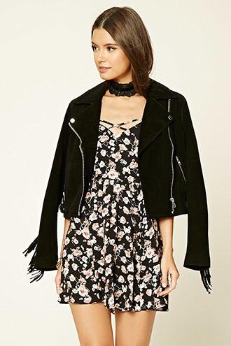 Forever21 Women's  Floral Tie Skater Mini Dress
