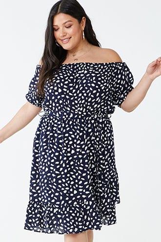 Forever21 Plus Size Cheetah Print Off-the-shoulder Dress