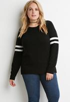Forever21 Plus Striped-sleeve Ribbed Sweater