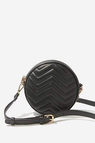 Forever21 Faux Leather Round Quilted Crossbody