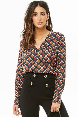 Forever21 Geo Print Chiffon Top