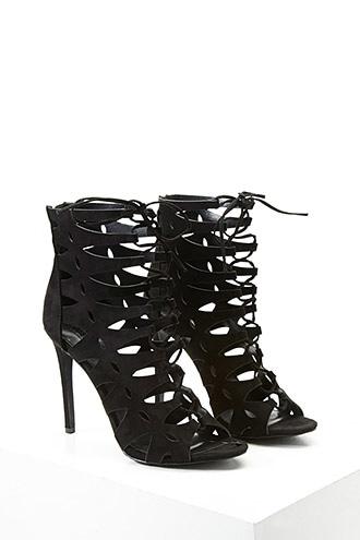 Forever21 Caged Faux Suede Heels