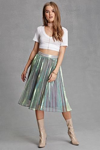 Forever21 Women's  Iridescent Mesh Skirt