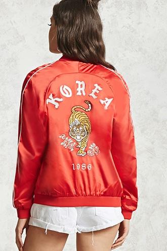 Forever21 Korea Embroidered Satin Jacket
