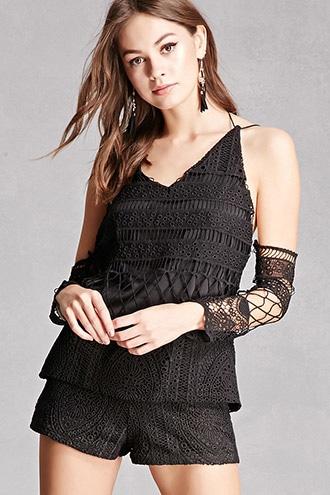 Forever21 Crochet Knit Top & Shorts Set