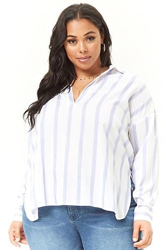 Forever21 Plus Size High-low Striped Top