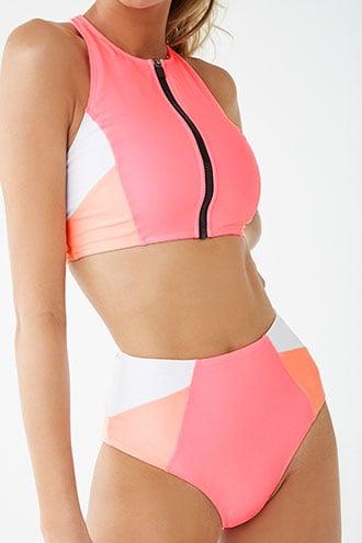 Forever21 High-waist Colorblock Bikini Bottoms