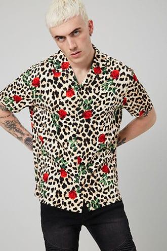 Forever21 Classic Rose & Leopard Print Shirt