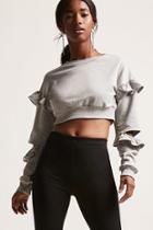 Forever21 Ruffle-trim Cropped Sweatshirt