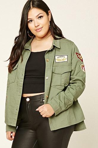 Forever21 Plus Size Patch Utility Jacket