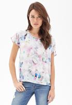 Forever21 Contemporary Watercolor Butterfly Woven Tee