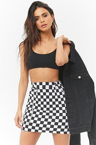 Forever21 Checkered Cable Chain Mini Skirt