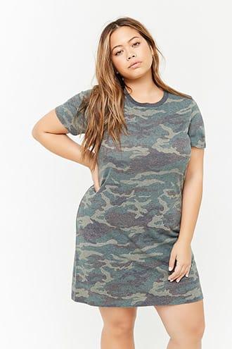 Forever21 Plus Size Camo Print T-shirt Dress