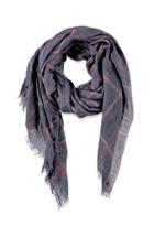 Forever21 Fringed Plaid Scarf (navy/red)