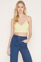 Forever21 Women's  Light Yellow Crochet-trim Cropped Cami
