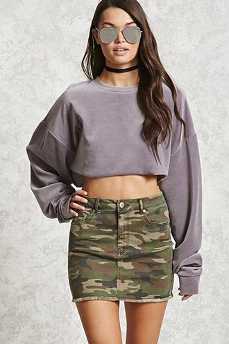 Forever21 Frayed Camo Print Mini Skirt