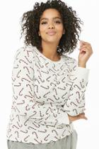 Forever21 Plus Size Candy Cane Print Thermal Top