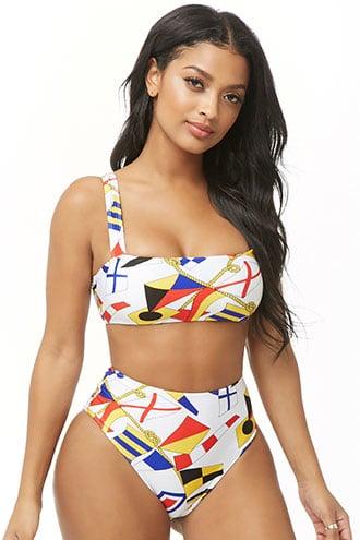 Forever21 High-waist Maritime Bikini Bottoms