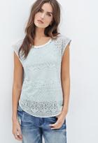Love21 Women's  Contemporary Floral Lace-paneled Top