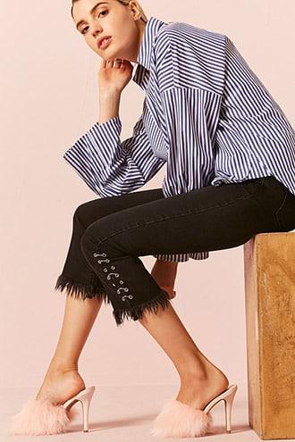 Forever21 Grommet Ring Straight-leg Jeans