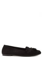 Forever21 Women's  Black Faux Suede Tasseled Loafers