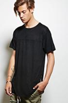 21 Men Men's  Black Victorious Faux Suede Tee