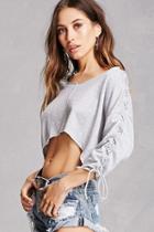 Forever21 Lace-up French Terry Crop Top