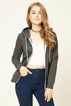 Forever21 Plus Women's  Charcoal Heather Classic Zip-up Hoodie
