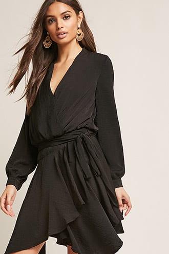 Forever21 Satin Mock Wrap Dress