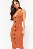 Forever21 Ribbed Mock Button-front Dress