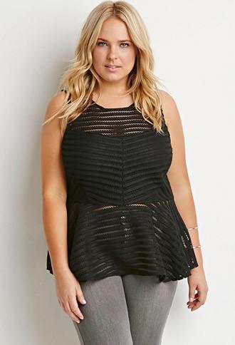 Forever21 Plus Textured Peplum Top