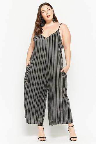 Forever21 Plus Size Striped Culotte Jumpsuit