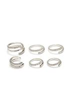 Forever21 Rhinestoned Twist Midi Ring Set (silver/clear)