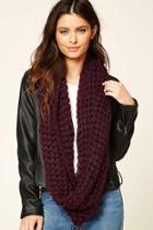 Forever21 Burgundy Open-knit Infinity Scarf