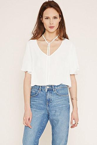 Love21 Women's  Contemporary Flounce-sleeve Top
