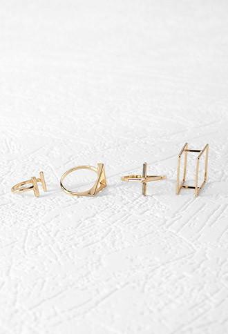 Forever21 Geo Cutout Midi Ring Set