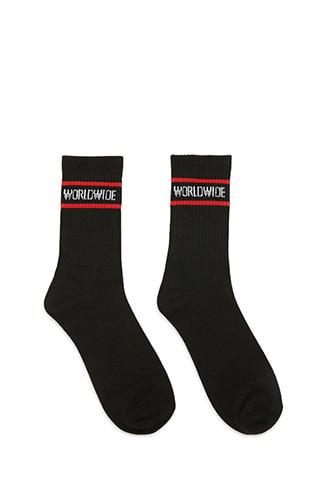 Forever21 Men Worldwide Graphic Crew Socks