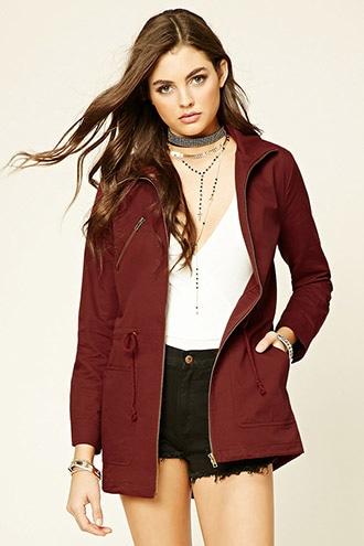 Forever21 Women's  Rust Drawstring Utility Jacket
