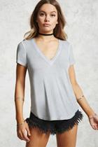 Forever21 Faded Wash Deep V-neck Tee