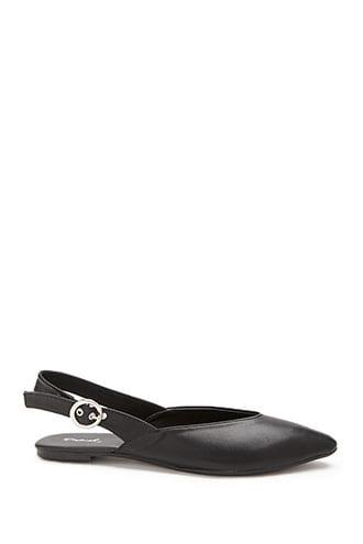 Forever21 Qupid Faux Leather Pointed Slingback Flats