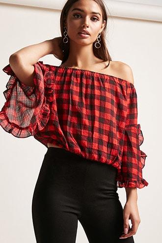 Forever21 Semi-sheer Gingham Top