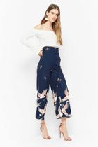 Forever21 Lace-up Bird Print Ankle Pants