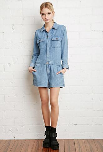 Forever21 Denim Utility Romper