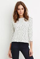 Forever21 Women's  Cream & Black French Terry Stripe Top