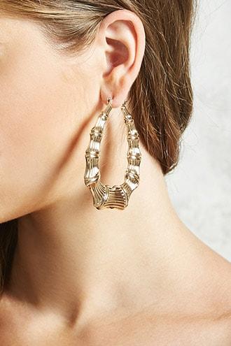 Forever21 Bamboo Teardrop Hoop Earrings