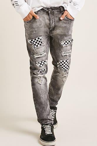 Forever21 Victorious Checkered Patch Jeans