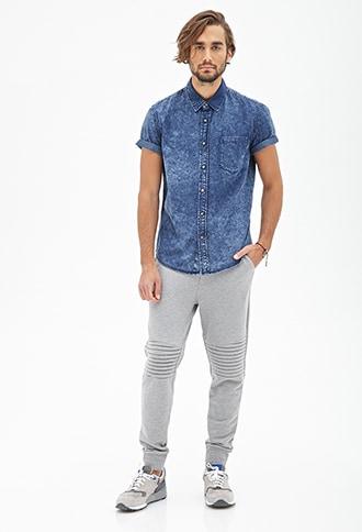 Forever21 Ribbed-panel Moto Sweatpants