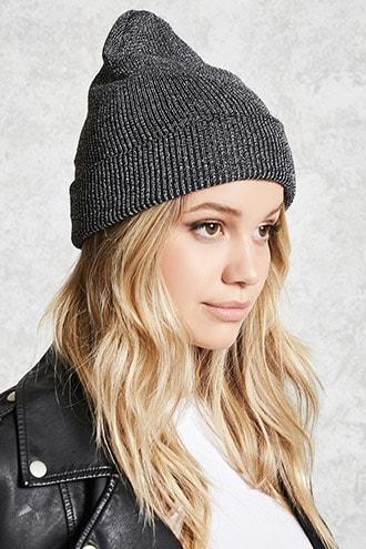 Forever21 Metallic Ribbed Knit Beanie